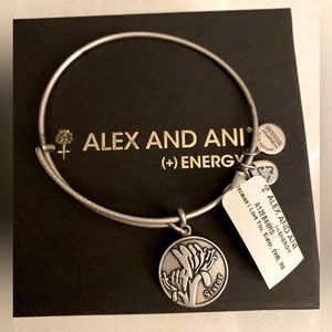 Never worn silver Alex and Ani “Sister” Charm bracelet